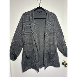 Becool Woman's Plaid Front Blazer Cozy Cardigan Princes Of Wales Casual Academia
